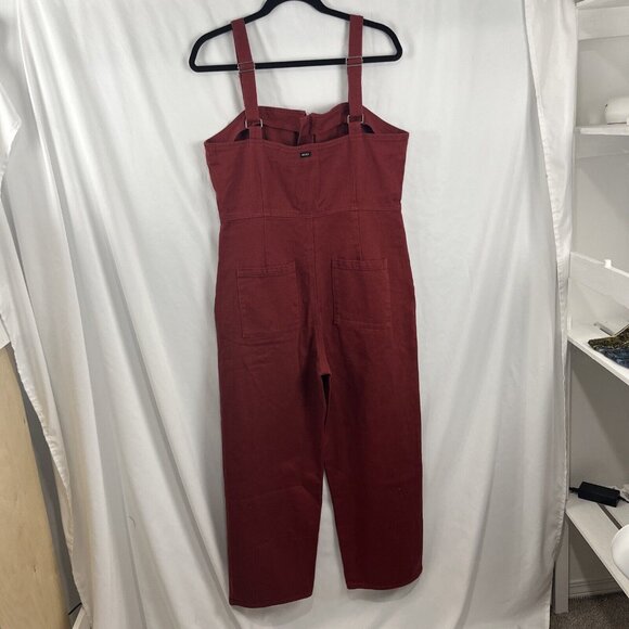RVCA Burgundy Overalls Womens Size XL Baggy Skater Grunge - Picture 9 of 16